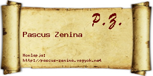 Pascus Zenina névjegykártya